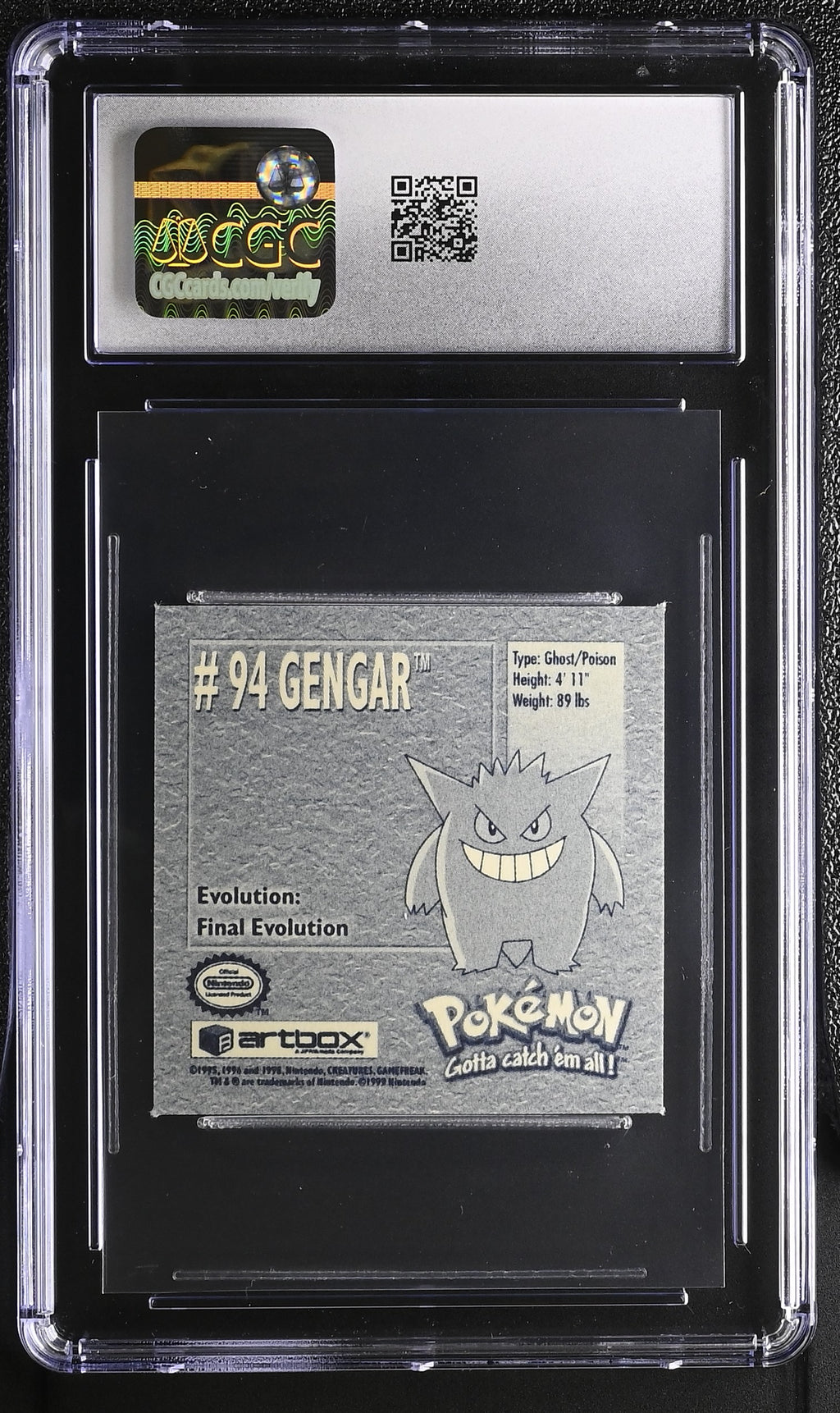 1999 Pokémon Stickers Series 1 #94 Gengar CGC 9