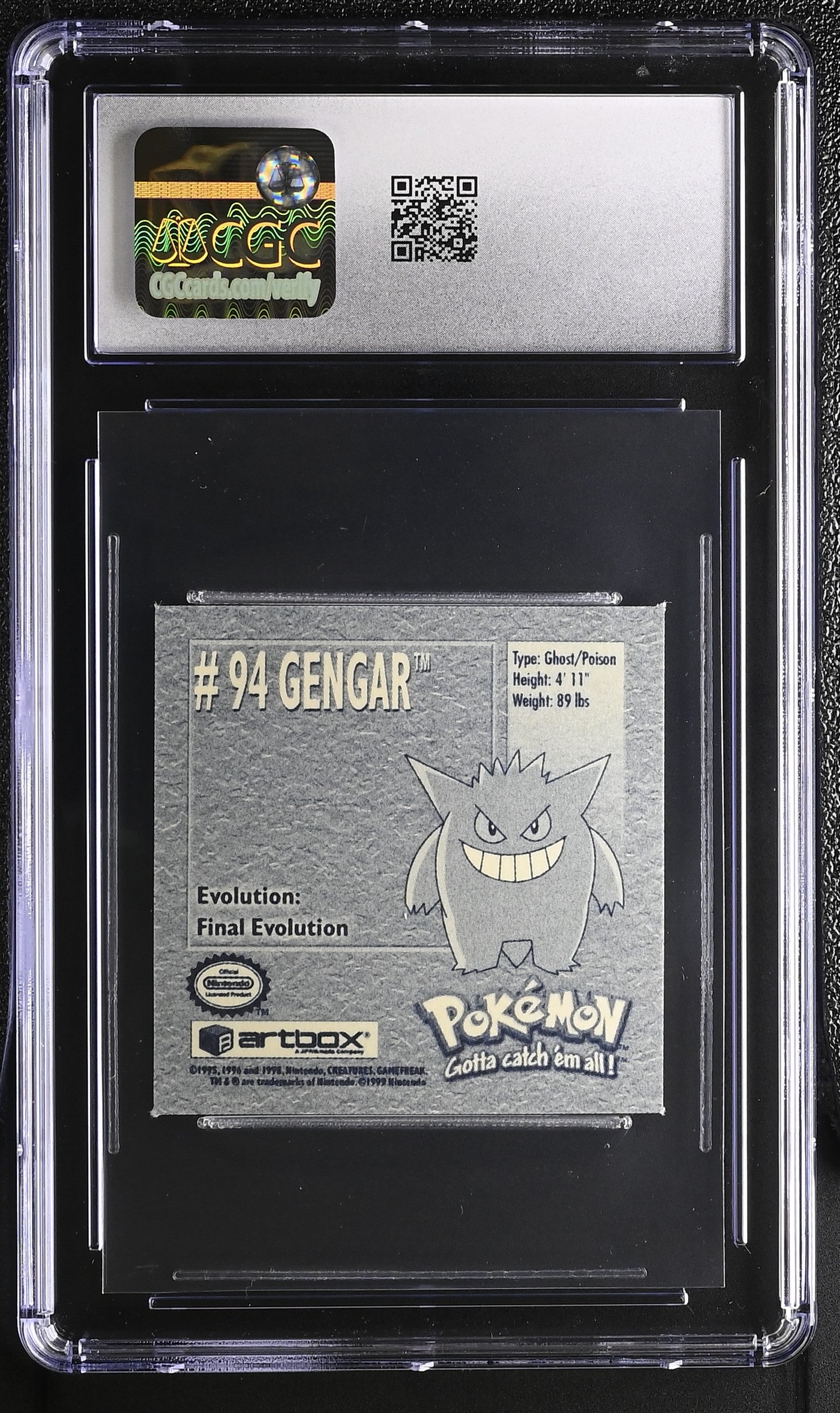 1999 Pokémon Stickers Series 1 #94 Gengar CGC 9