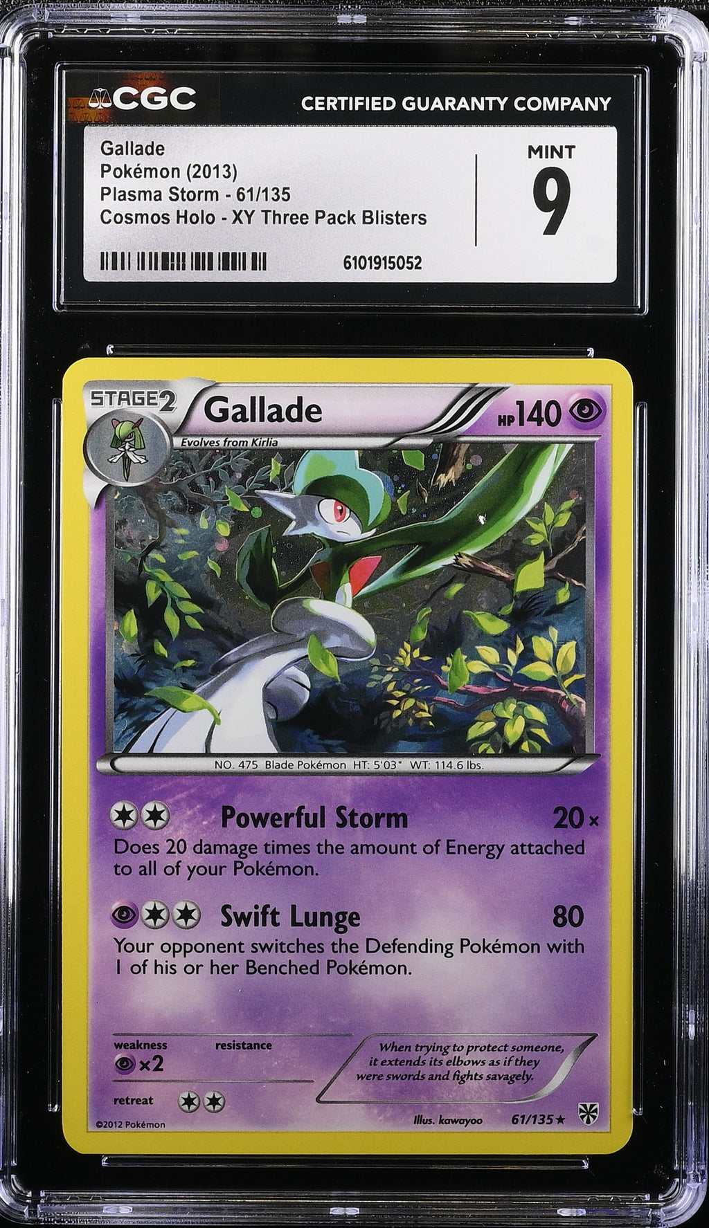 2013 Plasma Storm #61/135 Gallade CGC 9