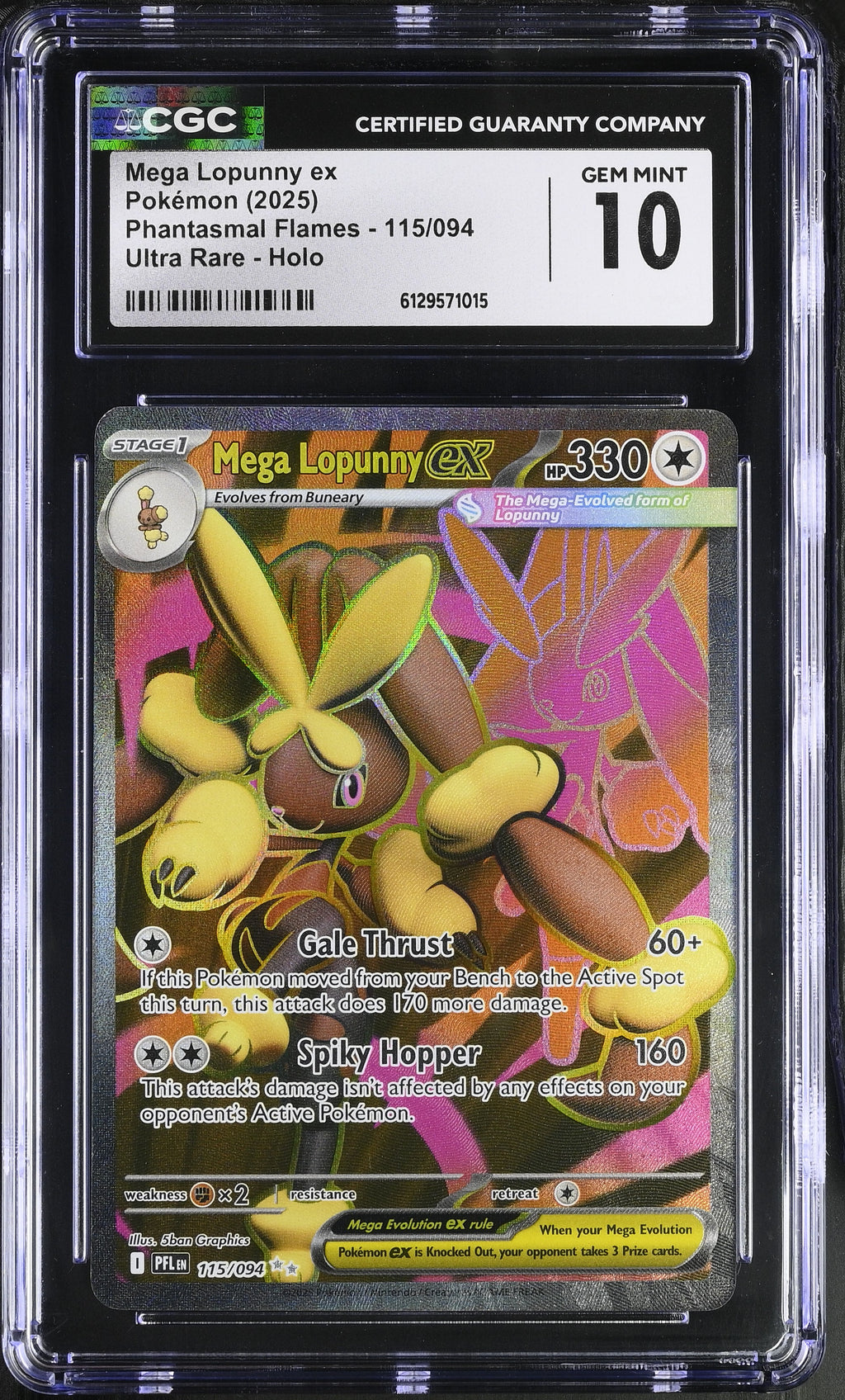 2025 Phantasmal Flames #115/094 Mega Lopunny ex CGC 10