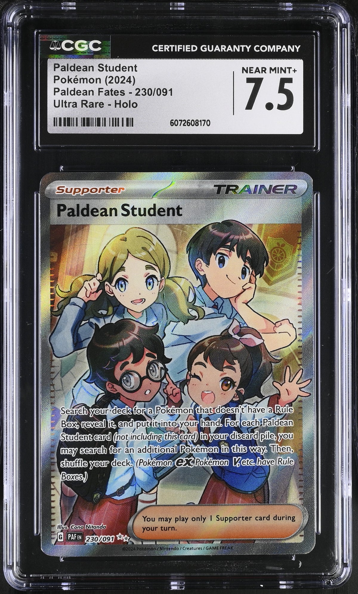 2024 Paldean Fates #230/091 Paldean Student CGC 7.5