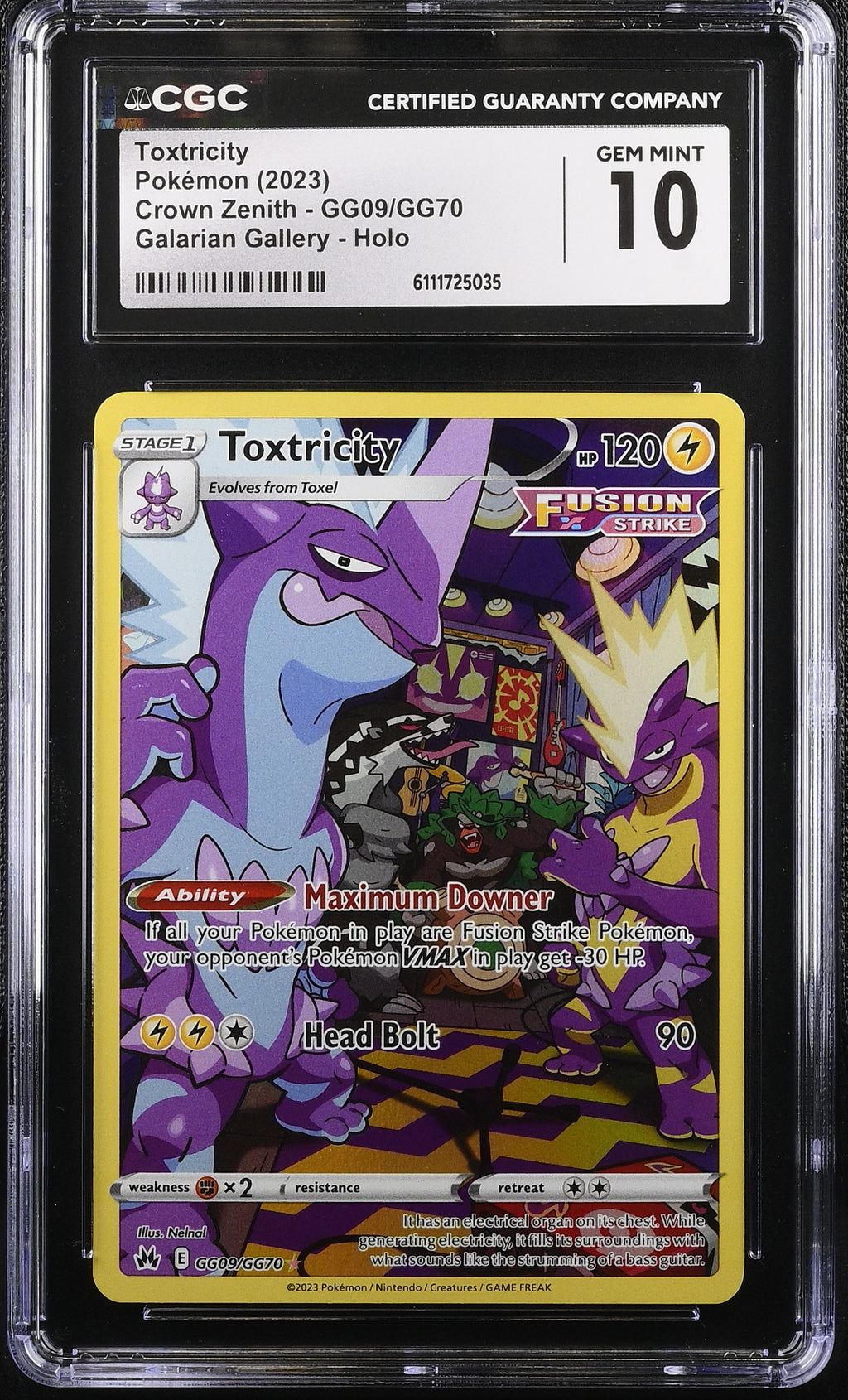 2023 Crown Zenith #GG09/GG70 Toxtricity CGC 10