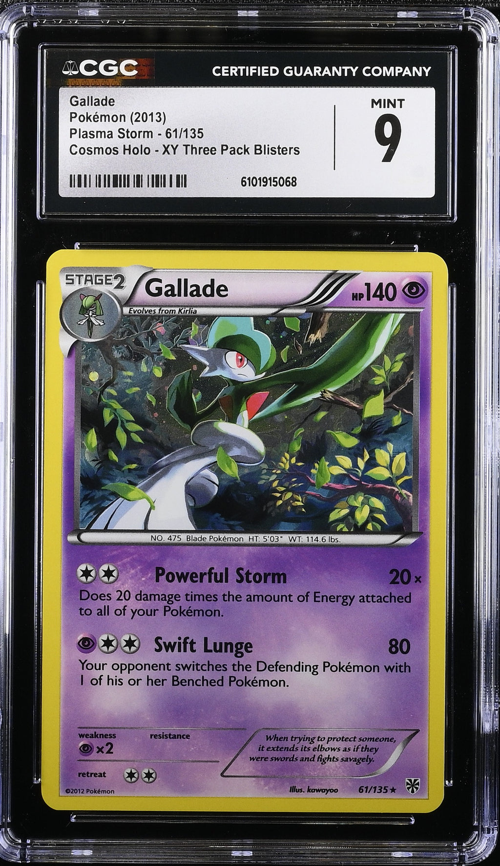 2013 Plasma Storm #61/135 Gallade CGC 9
