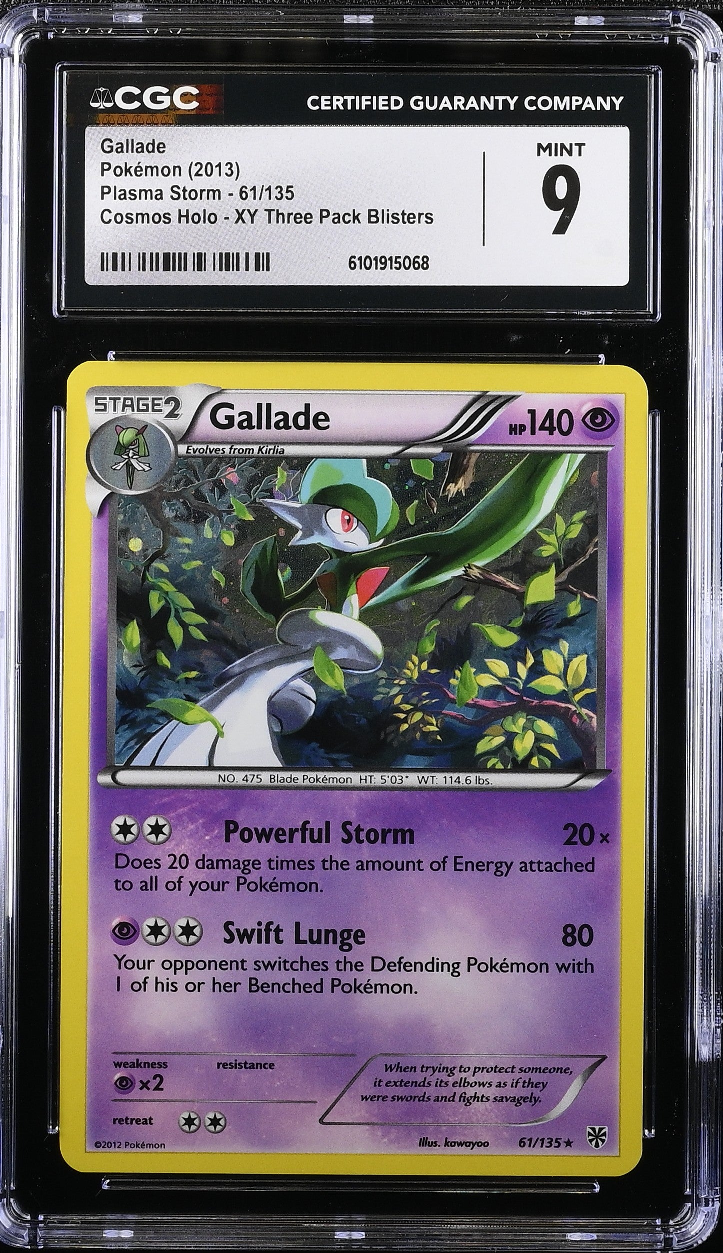 2013 Plasma Storm #61/135 Gallade CGC 9