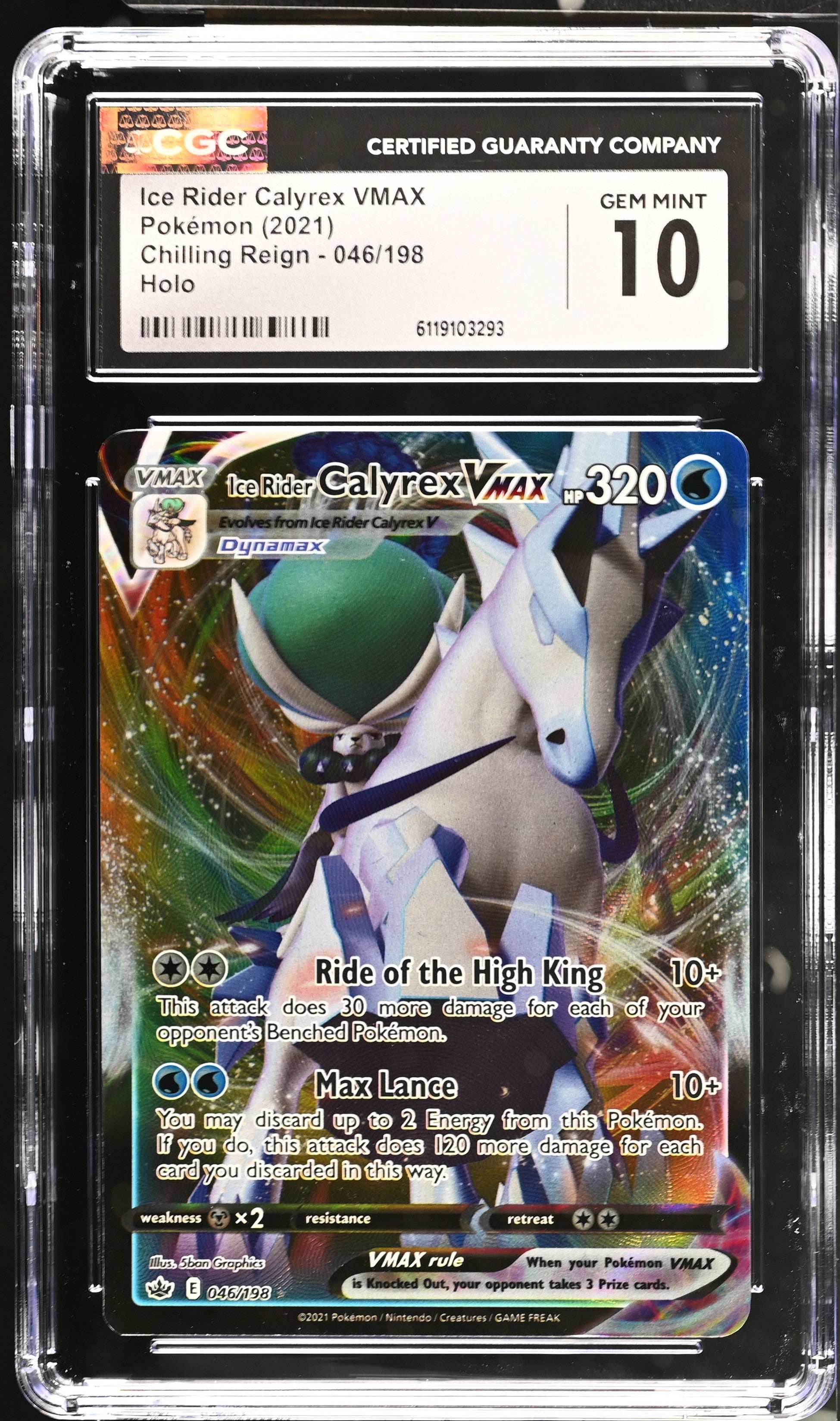 2021 Chilling Reign #046/198 Ice Rider Calyrex VMAX CGC 10