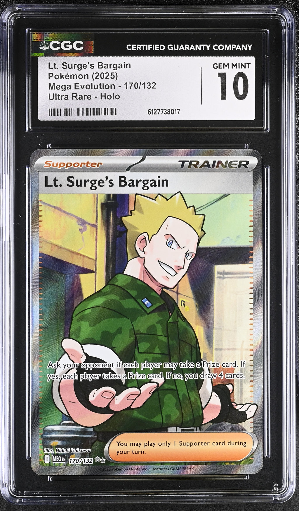 2025 Mega Evolution #170/132 Lt. Surge's Bargain CGC 10